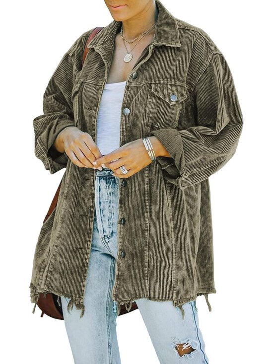 Jackets & Blazers - 〽️Army Green Women's Corduroy Shacket Oversized Retro Button Down